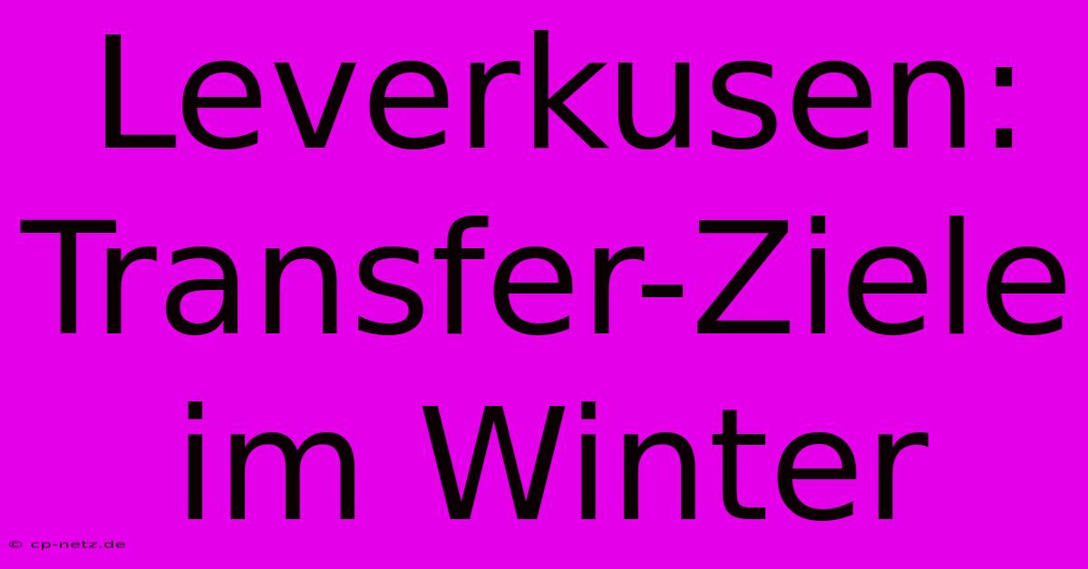 Leverkusen:  Transfer-Ziele Im Winter