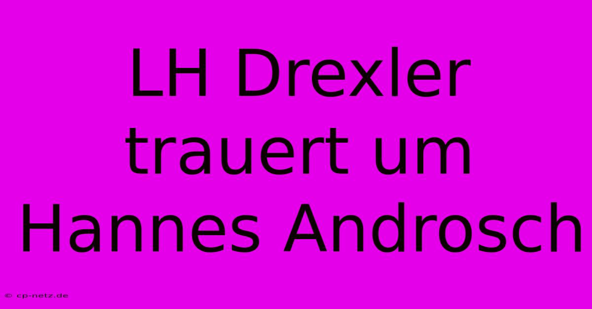 LH Drexler Trauert Um Hannes Androsch