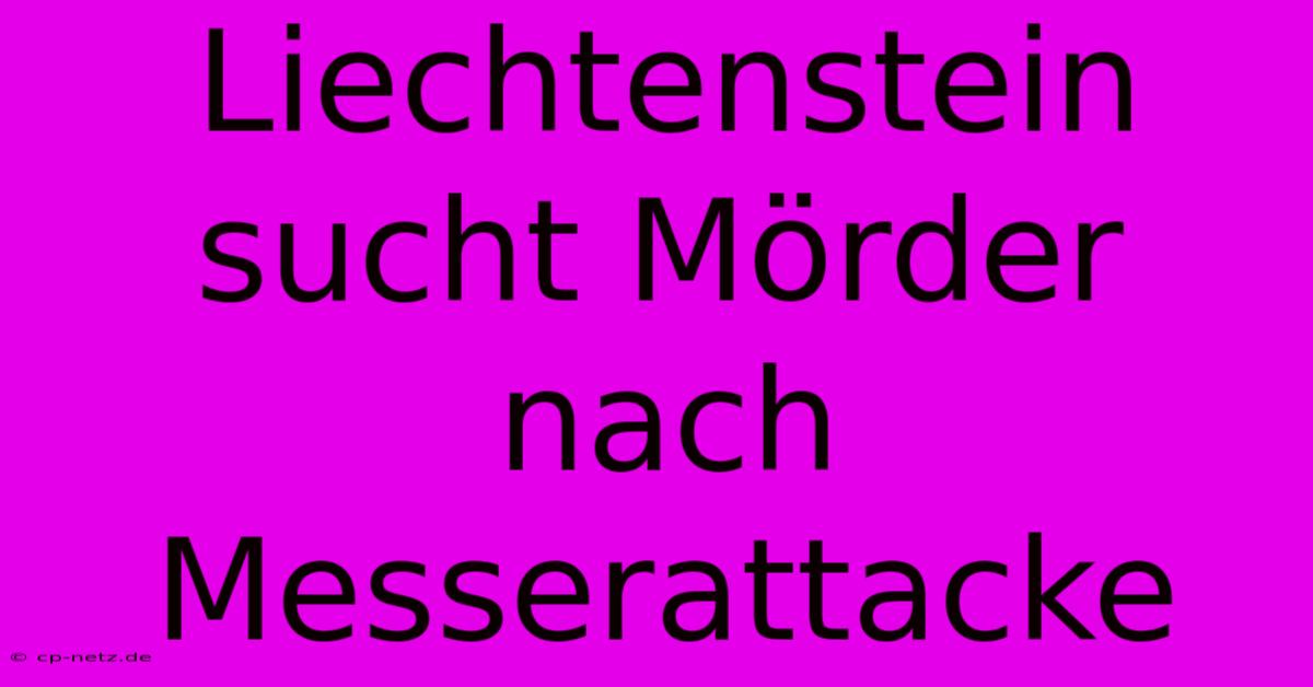 Liechtenstein Sucht Mörder Nach Messerattacke