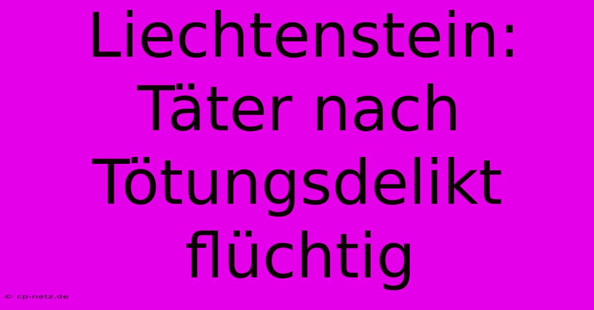 Liechtenstein: Täter Nach Tötungsdelikt Flüchtig