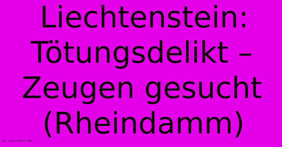 Liechtenstein: Tötungsdelikt – Zeugen Gesucht (Rheindamm)