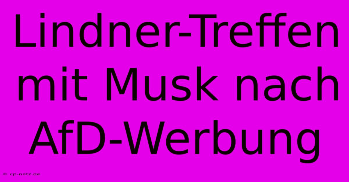 Lindner-Treffen Mit Musk Nach AfD-Werbung