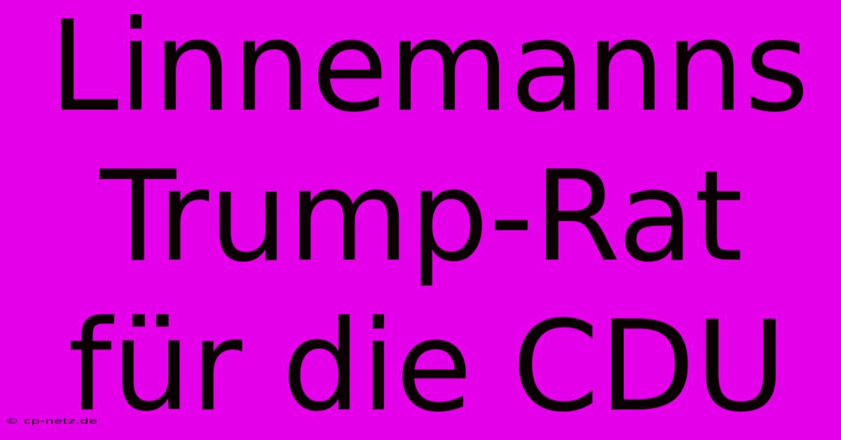 Linnemanns Trump-Rat Für Die CDU