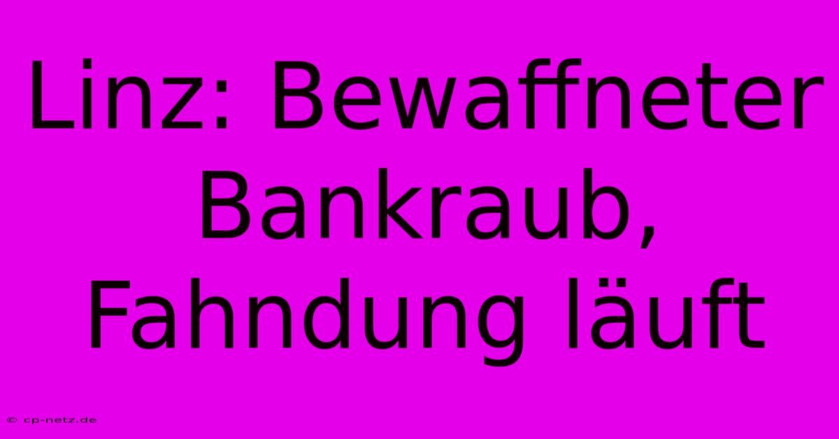 Linz: Bewaffneter Bankraub, Fahndung Läuft