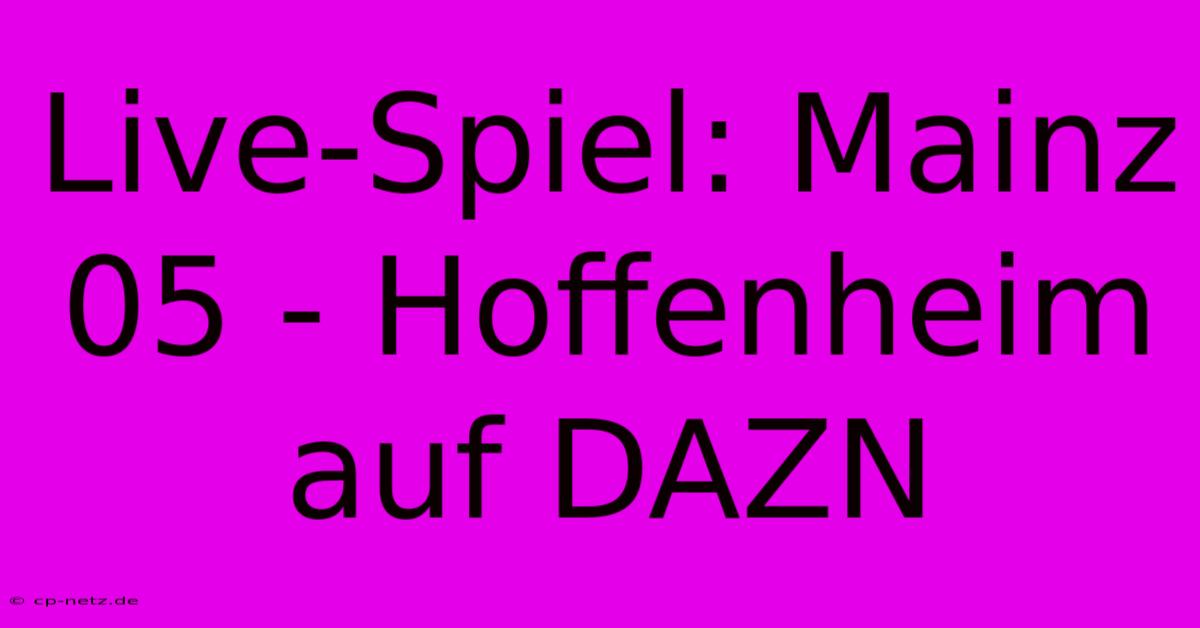 Live-Spiel: Mainz 05 - Hoffenheim Auf DAZN