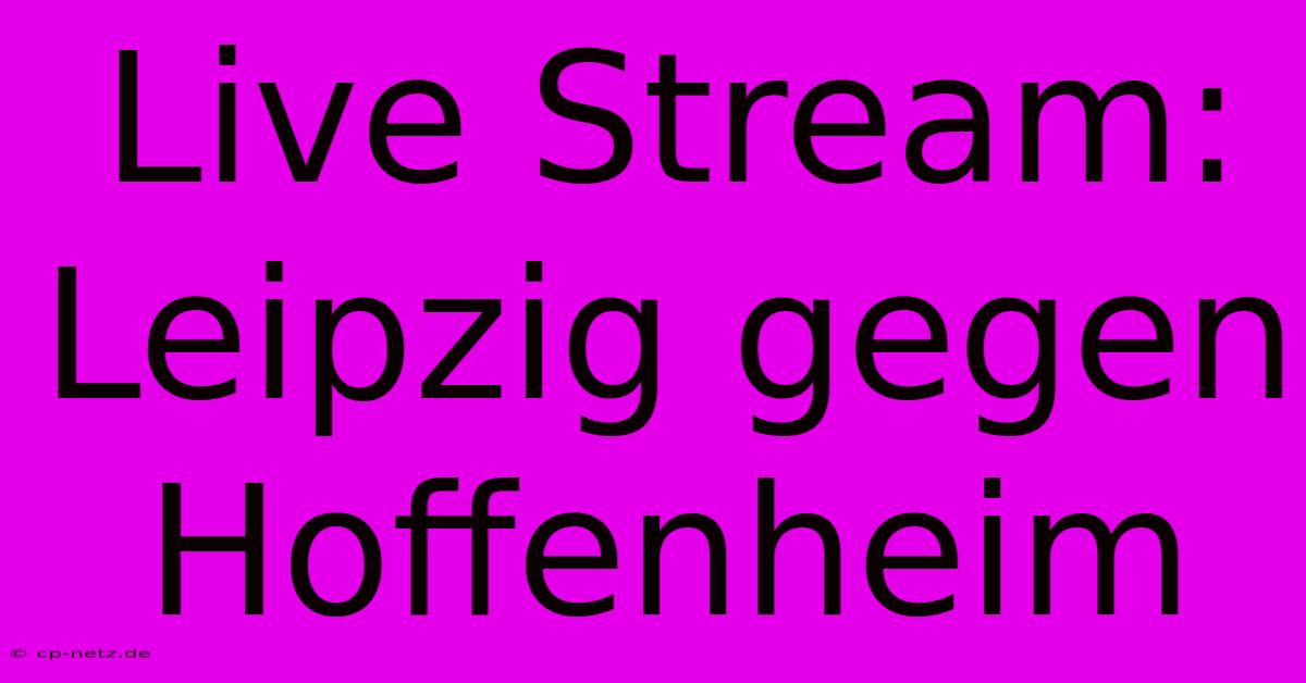 Live Stream: Leipzig Gegen Hoffenheim