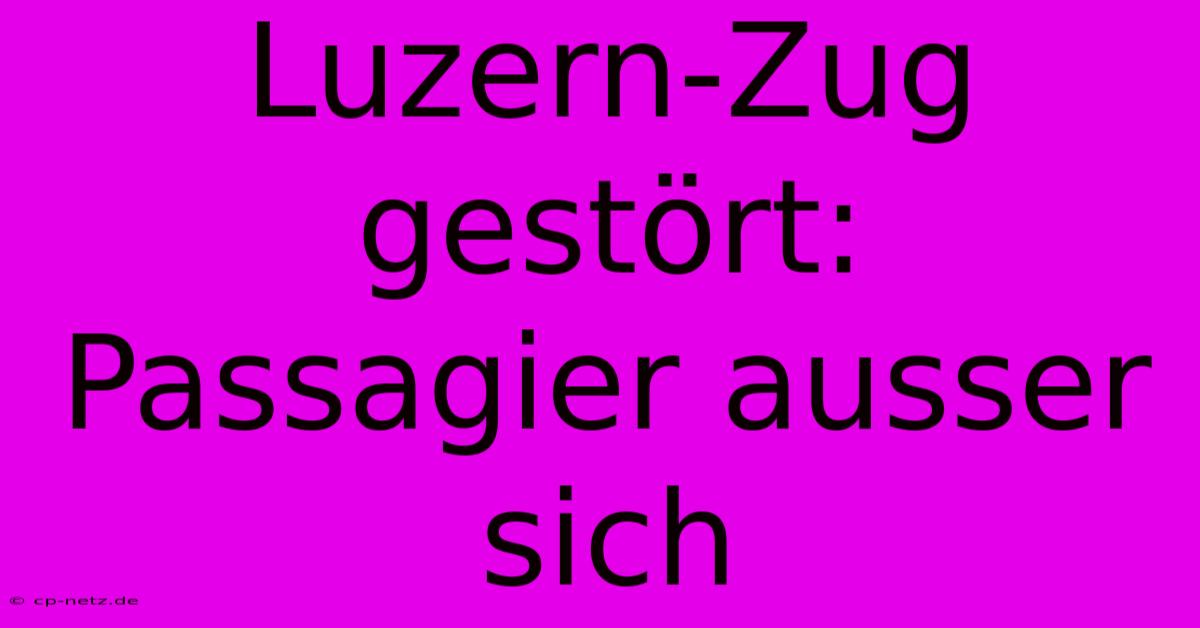 Luzern-Zug Gestört: Passagier Ausser Sich