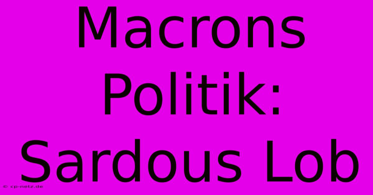 Macrons Politik: Sardous Lob