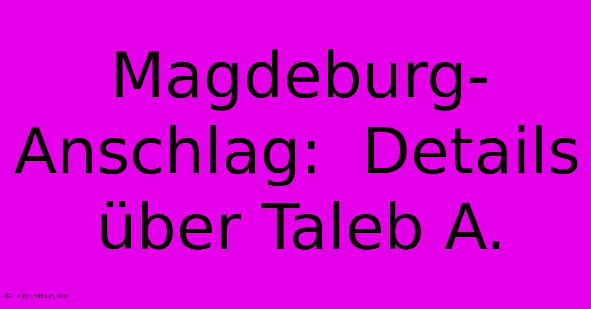 Magdeburg-Anschlag:  Details Über Taleb A.