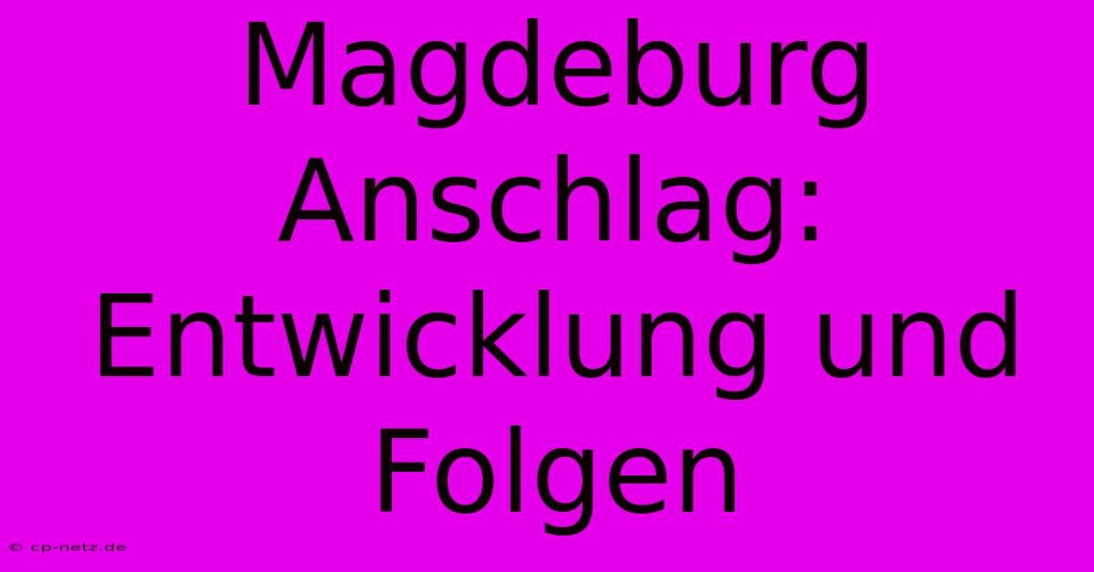 Magdeburg Anschlag:  Entwicklung Und Folgen