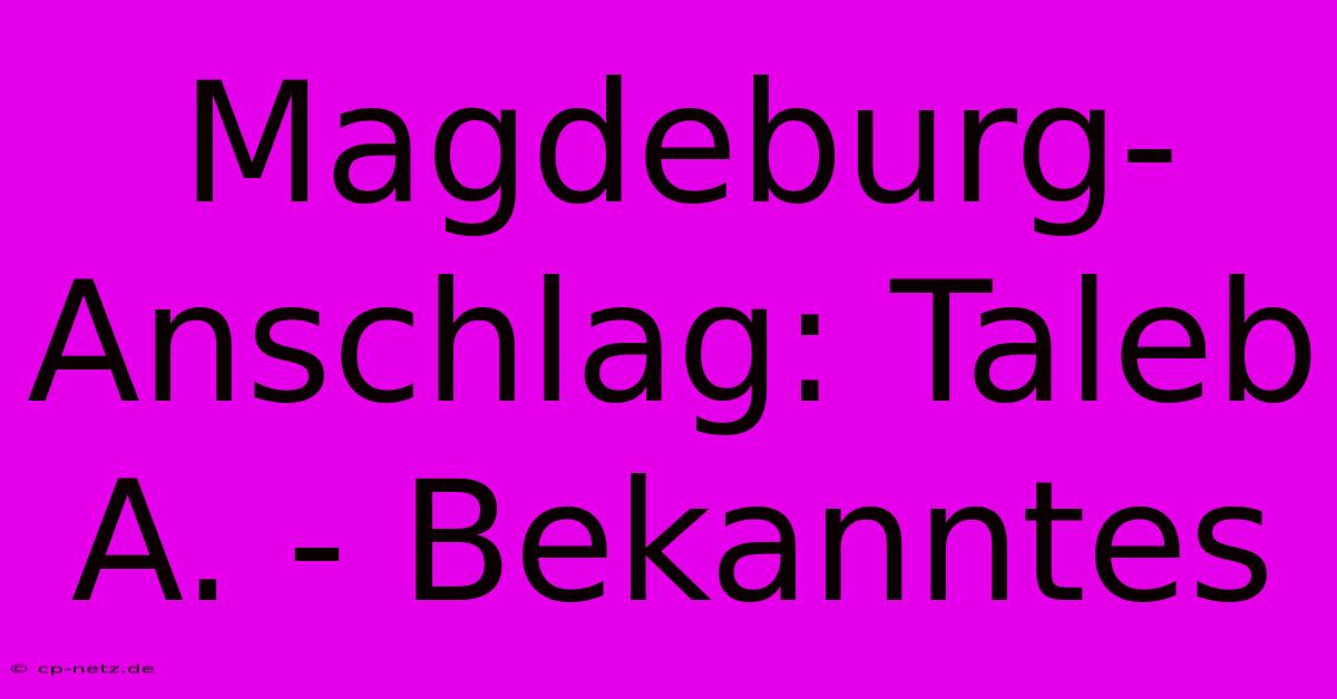 Magdeburg-Anschlag: Taleb A. - Bekanntes