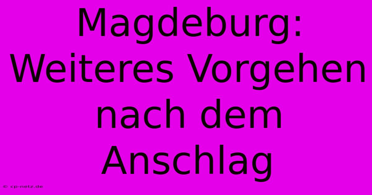 Magdeburg:  Weiteres Vorgehen Nach Dem Anschlag