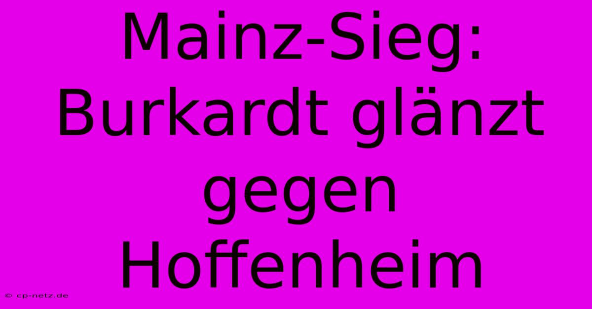 Mainz-Sieg: Burkardt Glänzt Gegen Hoffenheim