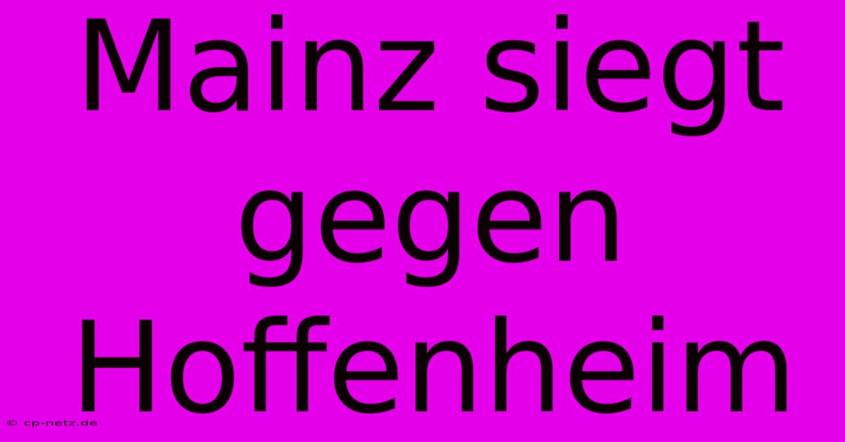 Mainz Siegt Gegen Hoffenheim