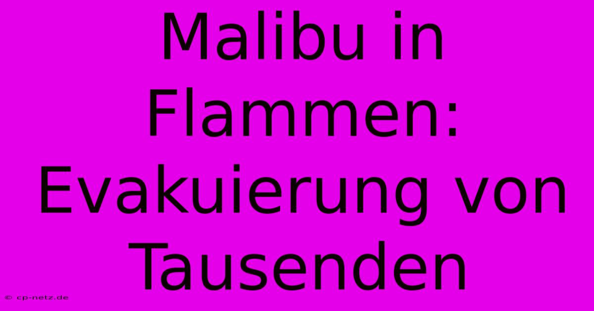 Malibu In Flammen: Evakuierung Von Tausenden