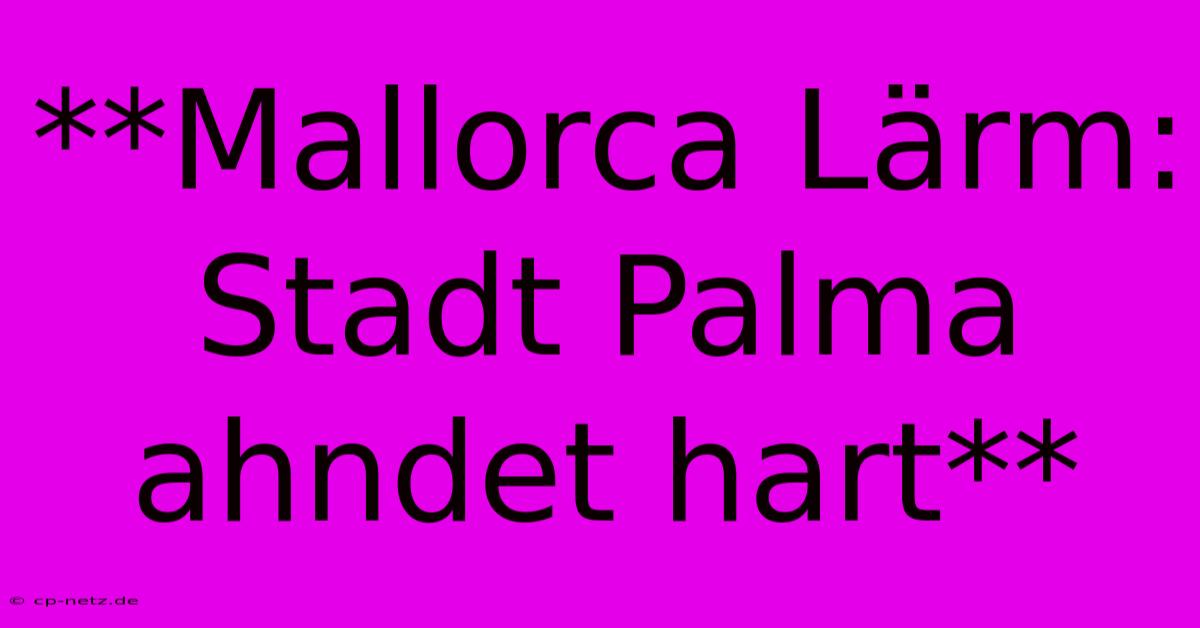 **Mallorca Lärm: Stadt Palma Ahndet Hart**