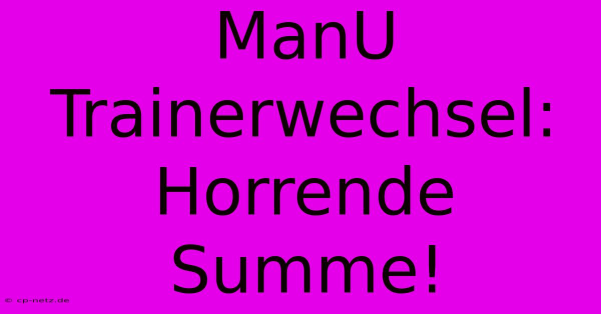 ManU Trainerwechsel: Horrende Summe!