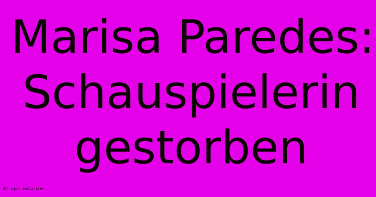 Marisa Paredes: Schauspielerin Gestorben