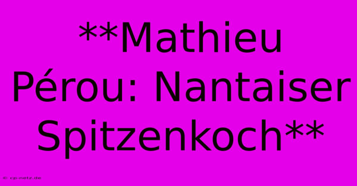 **Mathieu Pérou: Nantaiser Spitzenkoch**