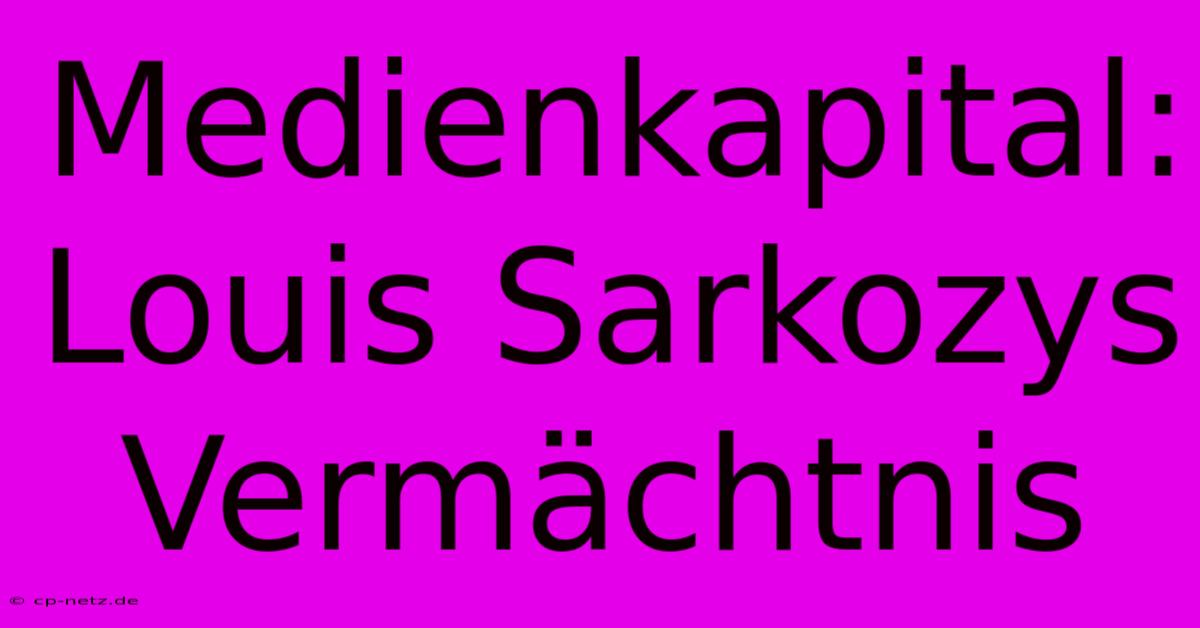 Medienkapital: Louis Sarkozys Vermächtnis