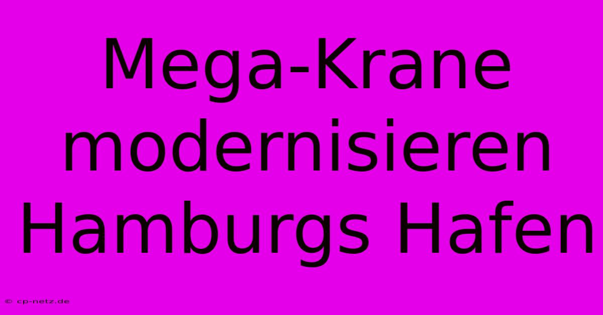 Mega-Krane Modernisieren Hamburgs Hafen