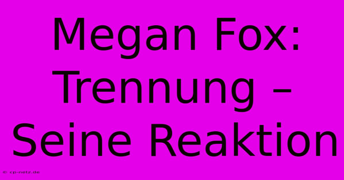 Megan Fox: Trennung –  Seine Reaktion