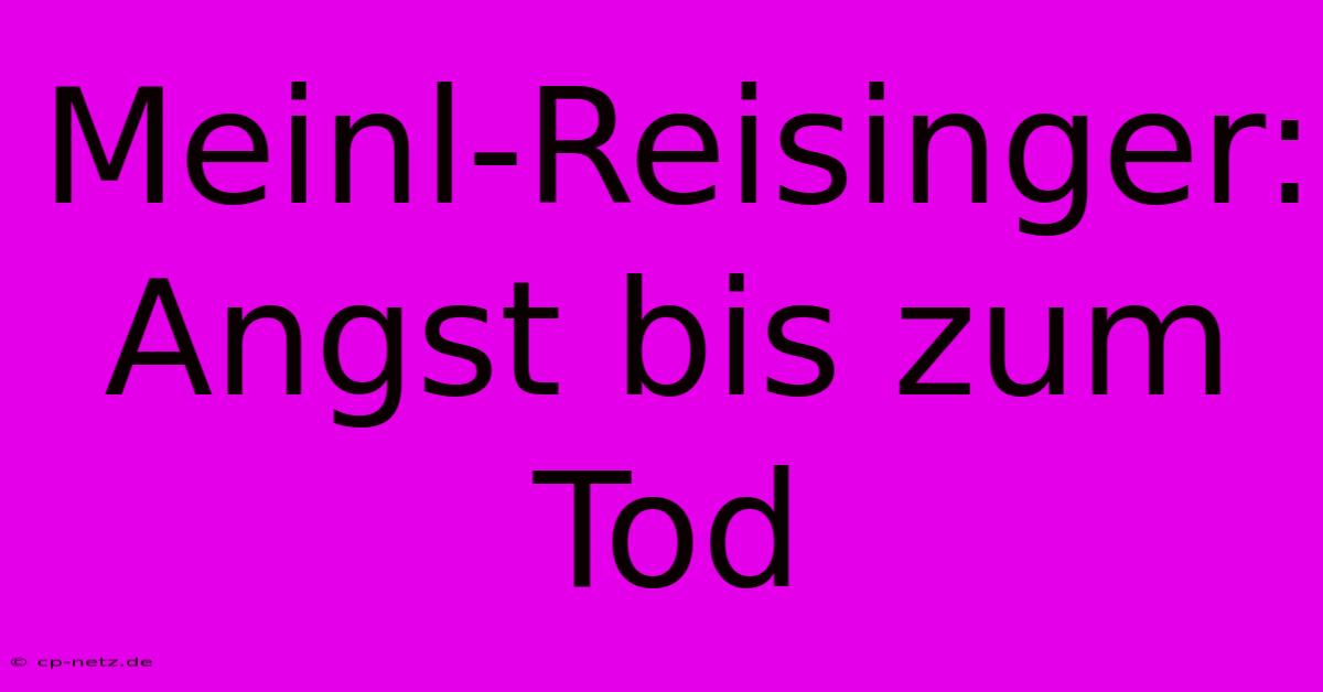 Meinl-Reisinger: Angst Bis Zum Tod