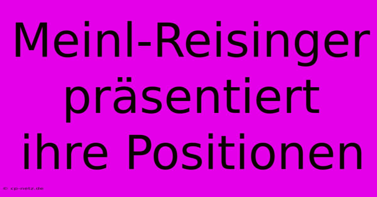 Meinl-Reisinger Präsentiert Ihre Positionen