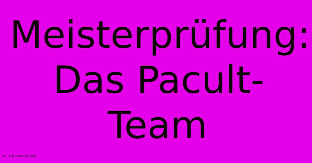 Meisterprüfung: Das Pacult-Team