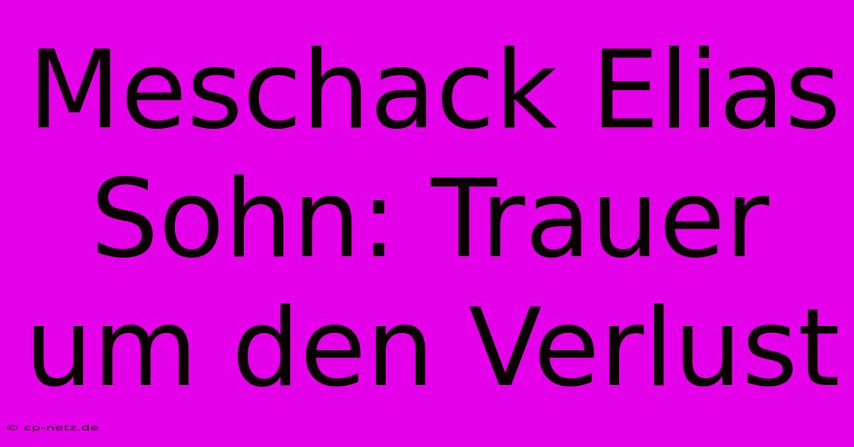 Meschack Elias Sohn: Trauer Um Den Verlust