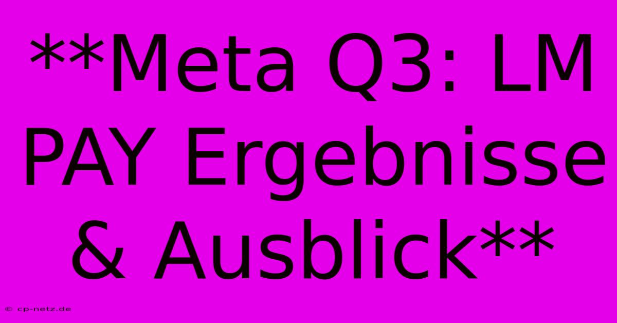 **Meta Q3: LM PAY Ergebnisse & Ausblick**