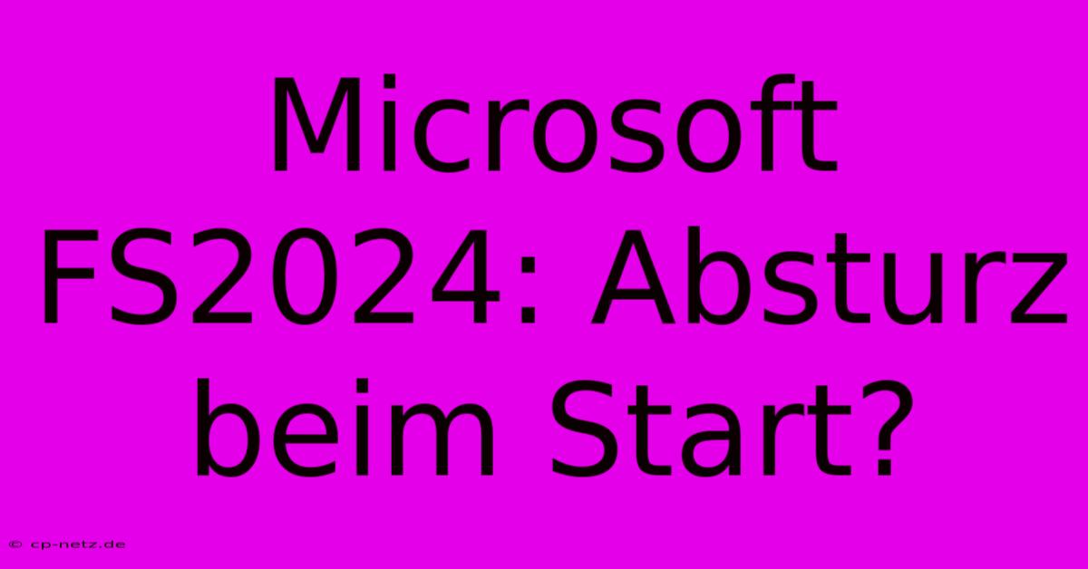 Microsoft FS2024: Absturz Beim Start?