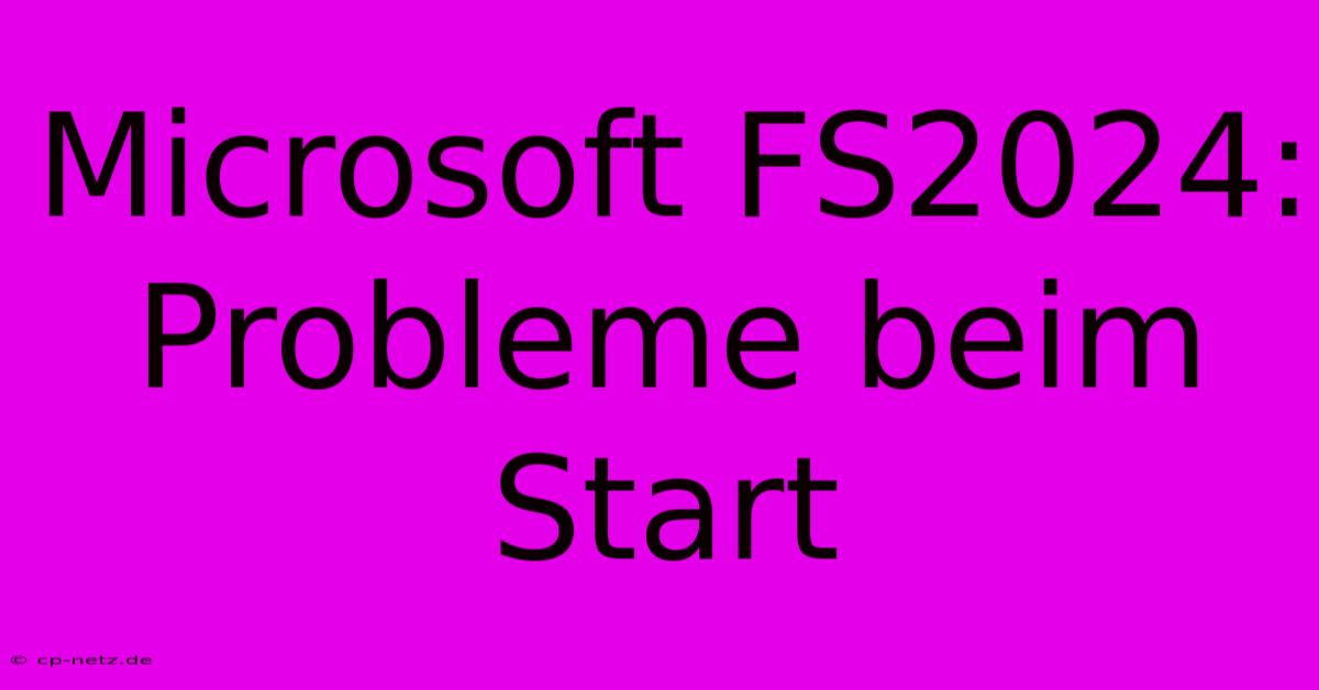 Microsoft FS2024: Probleme Beim Start