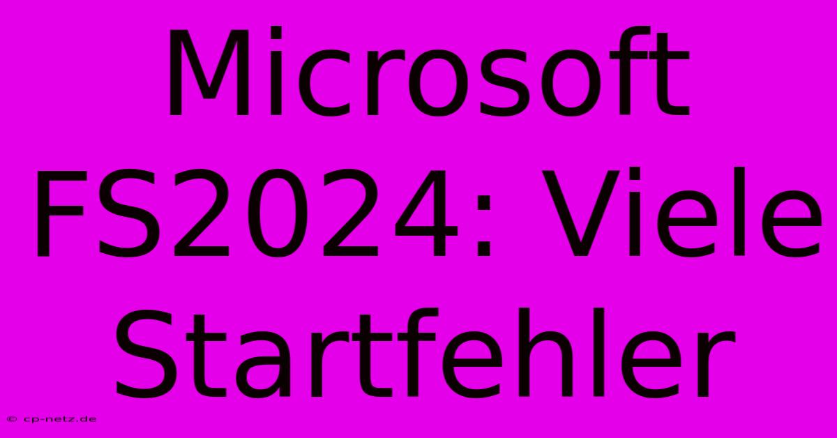 Microsoft FS2024: Viele Startfehler