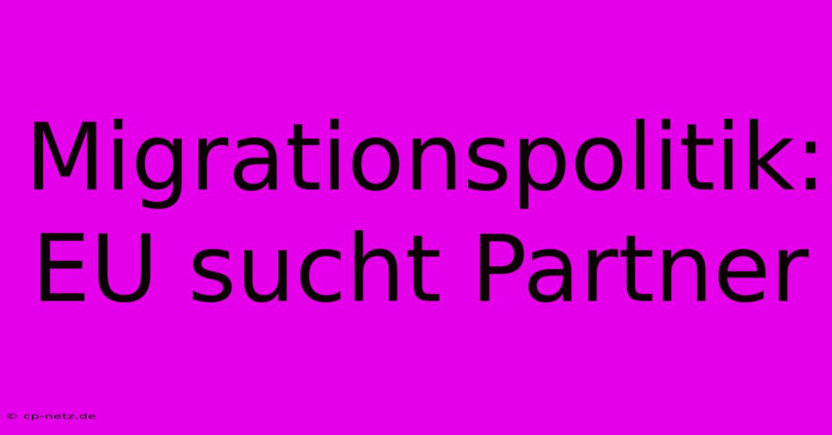 Migrationspolitik: EU Sucht Partner