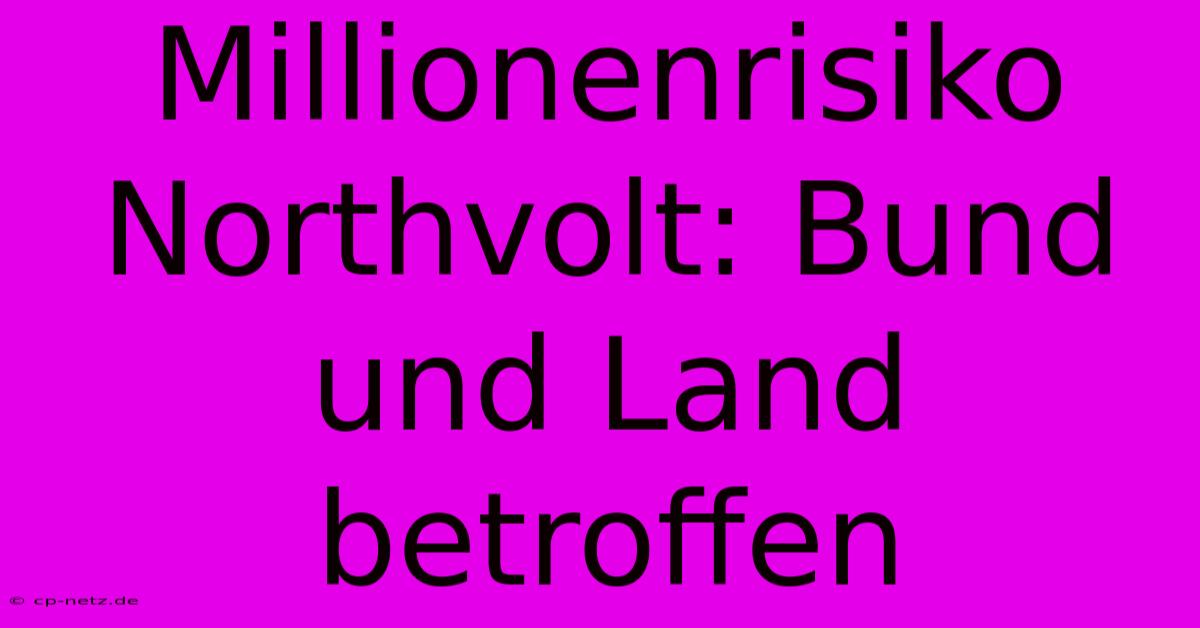 Millionenrisiko Northvolt: Bund Und Land Betroffen