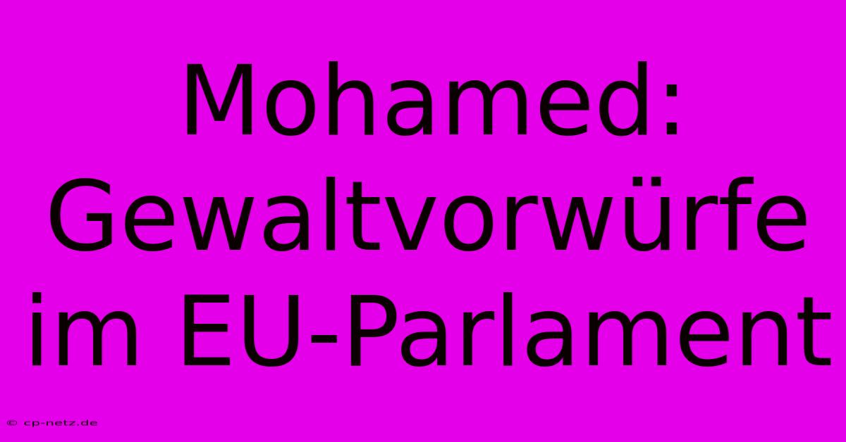 Mohamed:  Gewaltvorwürfe Im EU-Parlament