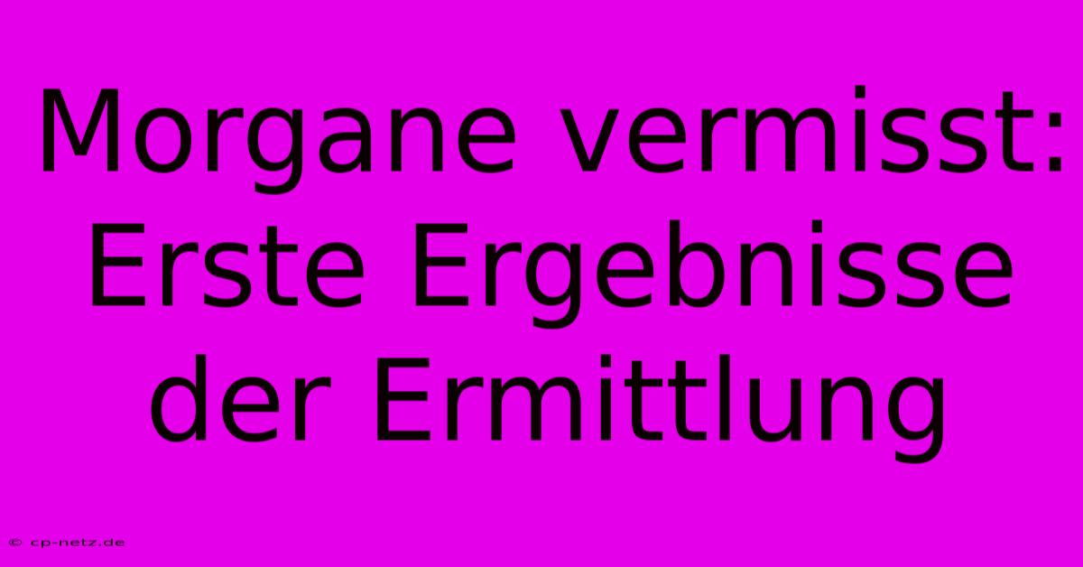 Morgane Vermisst:  Erste Ergebnisse Der Ermittlung