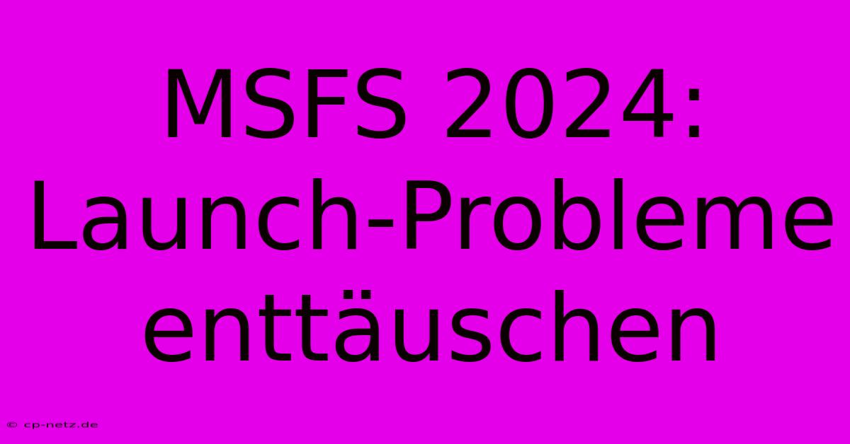 MSFS 2024: Launch-Probleme Enttäuschen