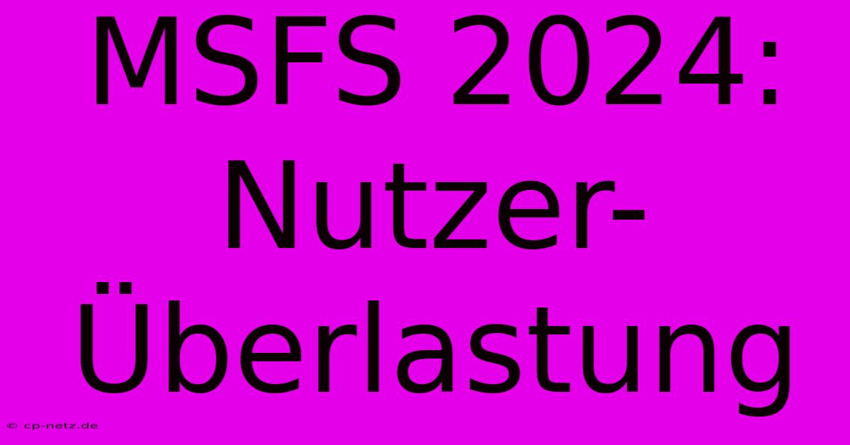 MSFS 2024: Nutzer-Überlastung