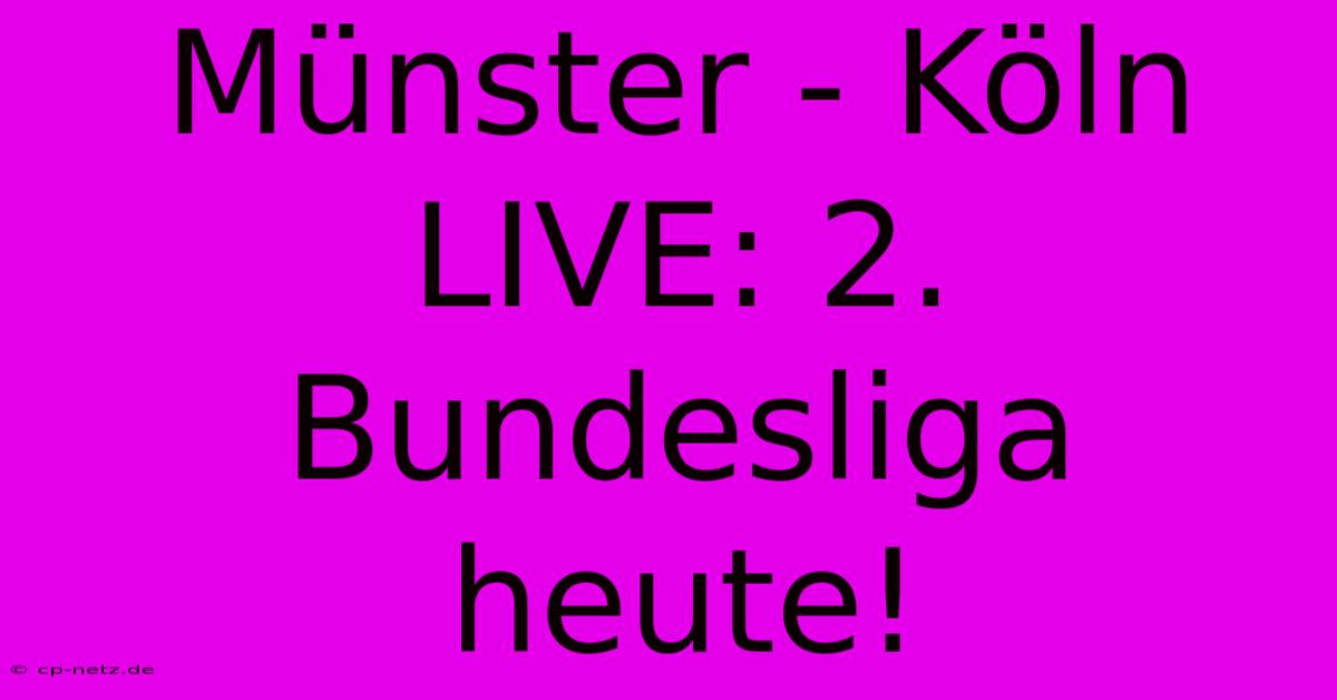 Münster - Köln LIVE: 2. Bundesliga Heute!