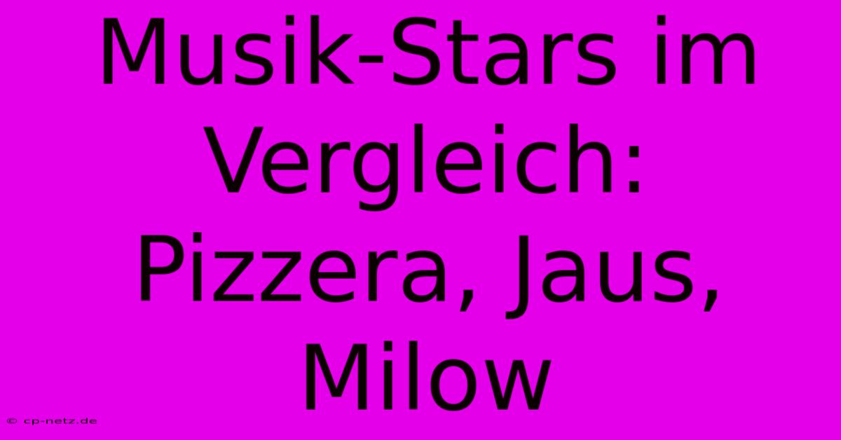 Musik-Stars Im Vergleich:  Pizzera, Jaus, Milow