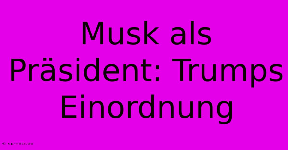 Musk Als Präsident: Trumps Einordnung