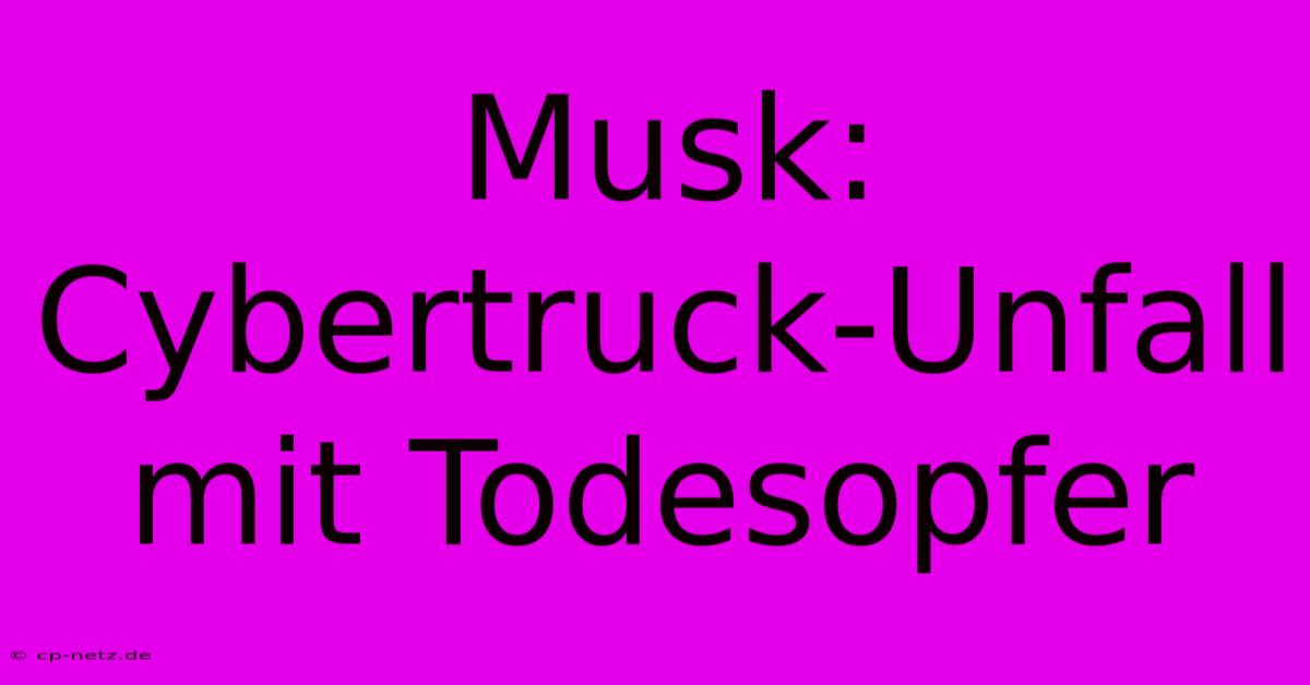 Musk: Cybertruck-Unfall Mit Todesopfer