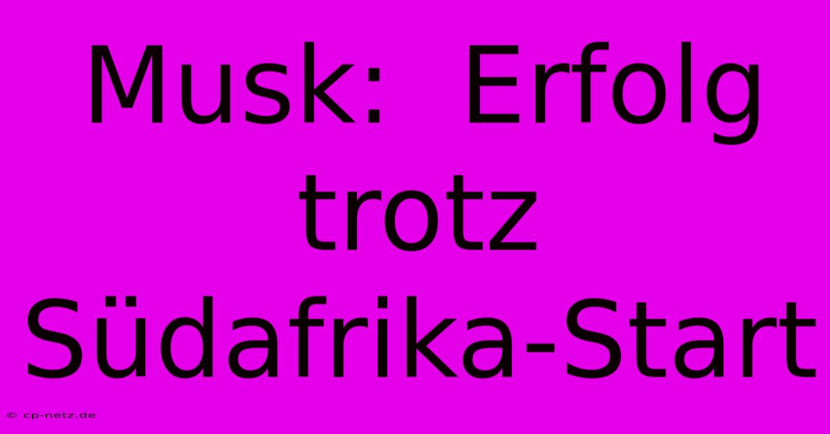 Musk:  Erfolg Trotz Südafrika-Start