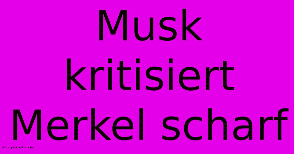 Musk Kritisiert Merkel Scharf