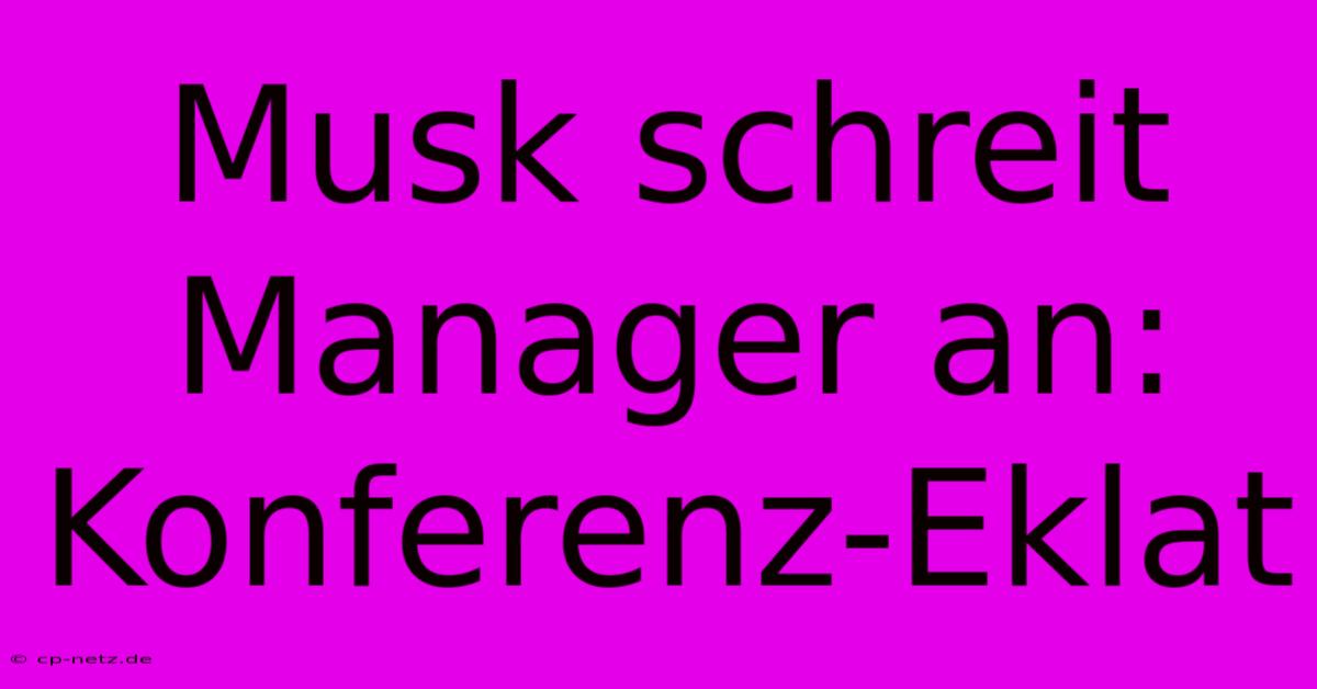 Musk Schreit Manager An: Konferenz-Eklat