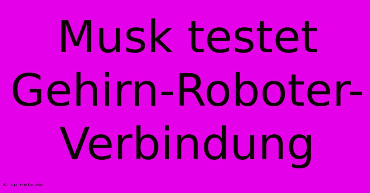 Musk Testet Gehirn-Roboter-Verbindung