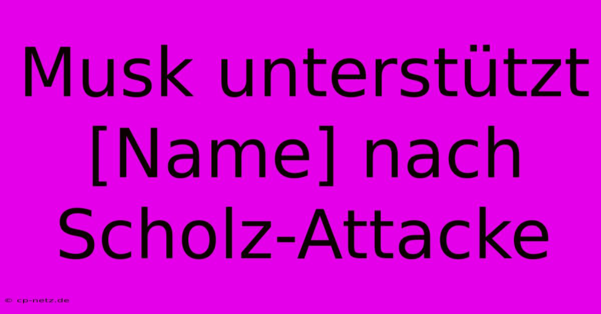 Musk Unterstützt [Name] Nach Scholz-Attacke