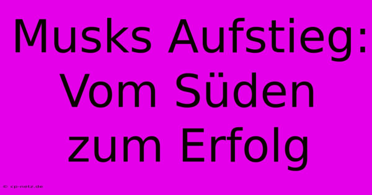 Musks Aufstieg: Vom Süden Zum Erfolg